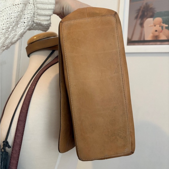 Vintage Coach Hampton Flap Bag #9570 Tan Leather Shoulder Bag Y2K - Picture 8 of 8